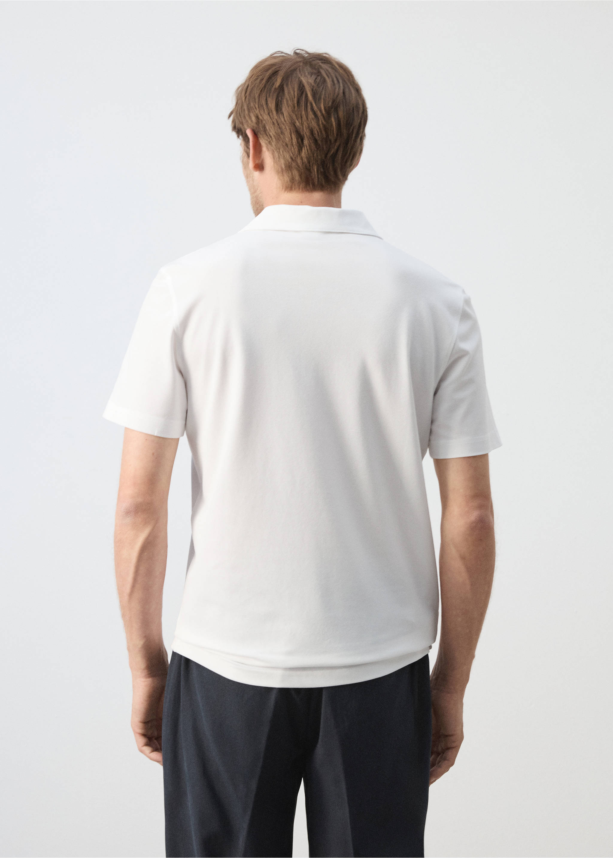 Slim fit piqué polo - Reverse of the article, White. Ref: 37071433-00.