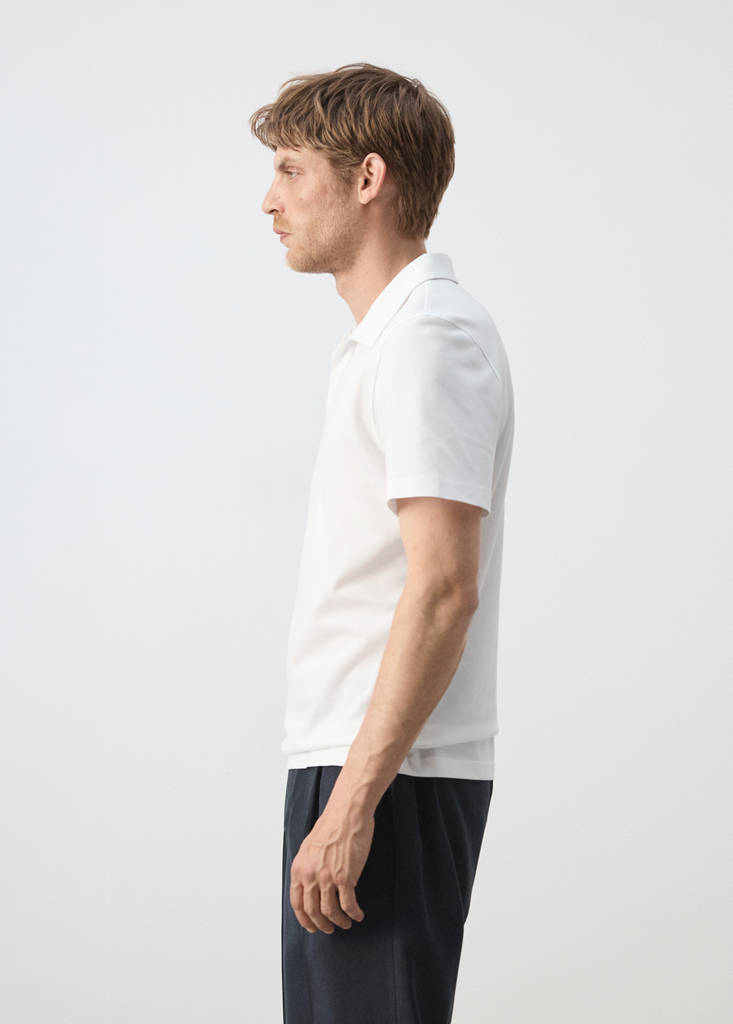 Slim fit cotton piqué blend polo — White