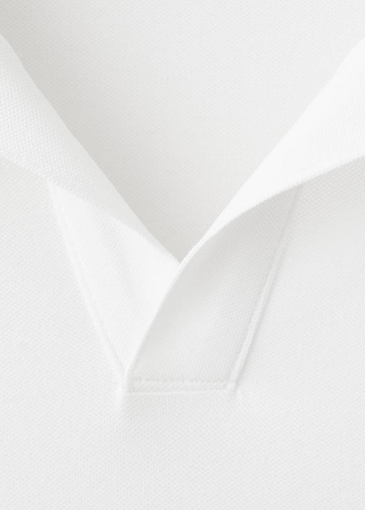 Slim fit cotton piqué blend polo — White