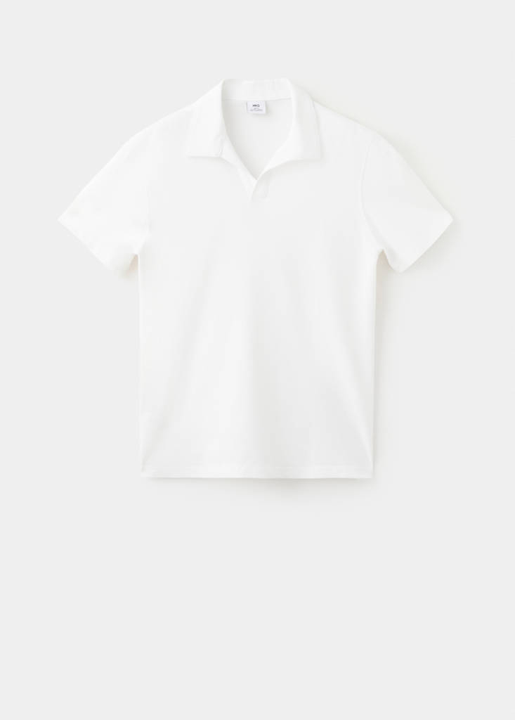 Slim fit cotton piqué blend polo — White
