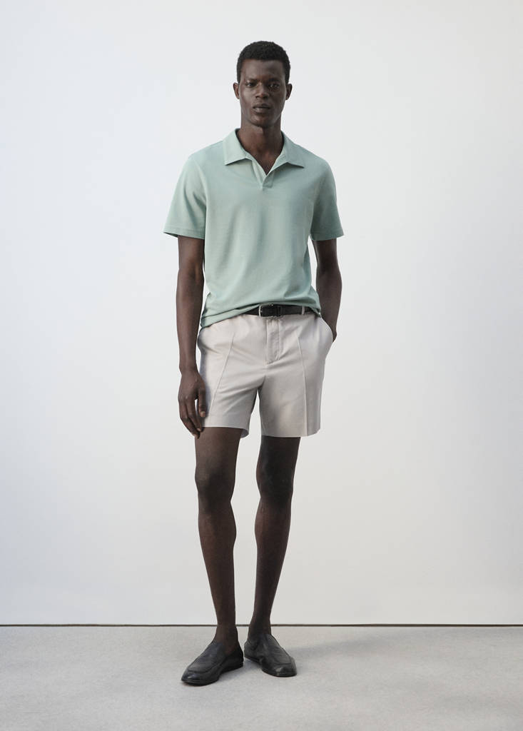 Slim fit cotton piqué blend polo — Emerald Green