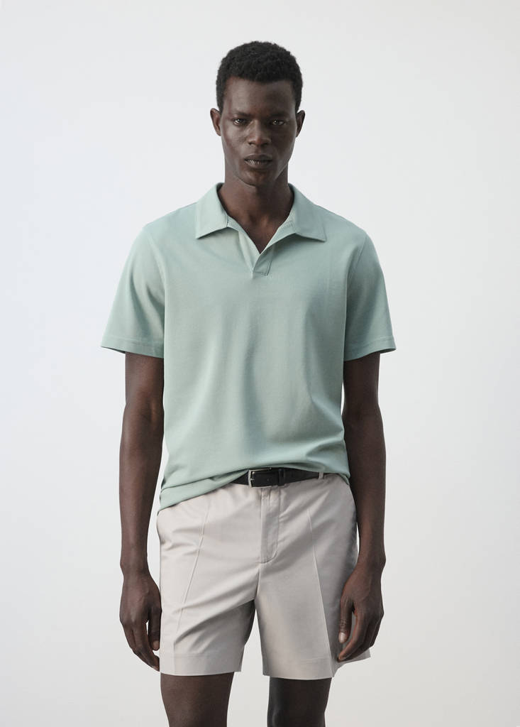 Slim fit cotton piqué blend polo — Emerald Green