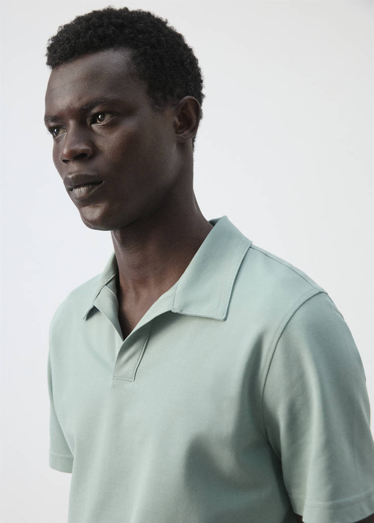 Slim fit cotton piqué blend polo — Emerald Green