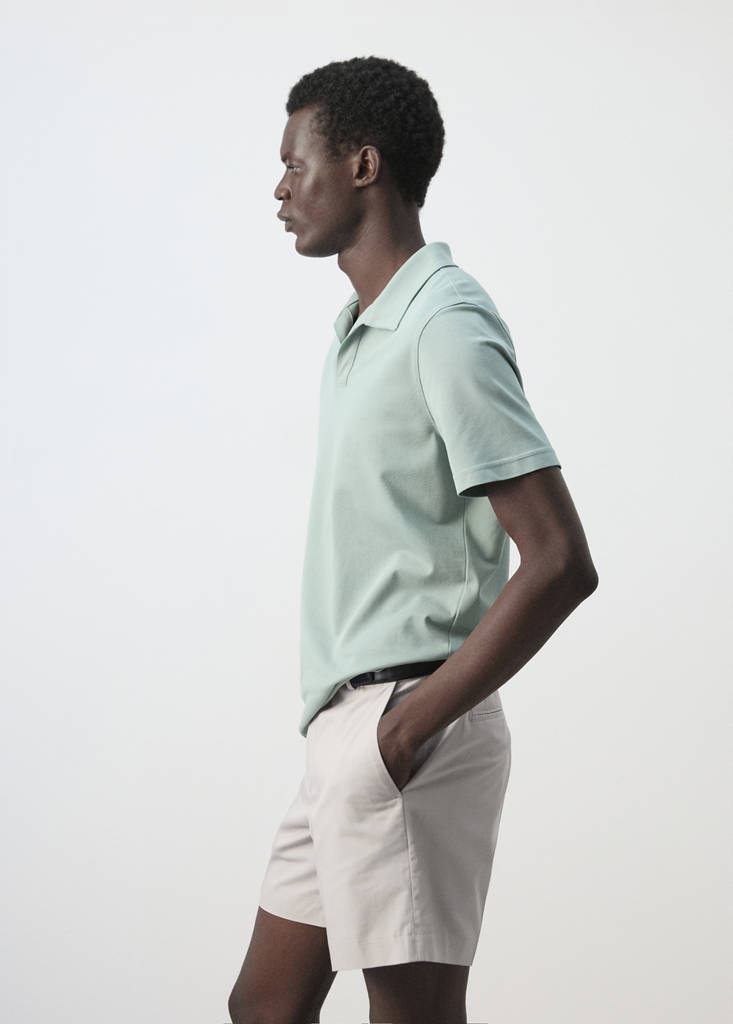 Slim fit cotton piqué blend polo — Emerald Green