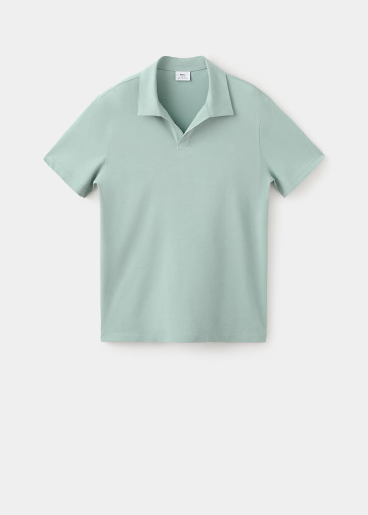 Slim fit cotton piqué blend polo — Emerald Green
