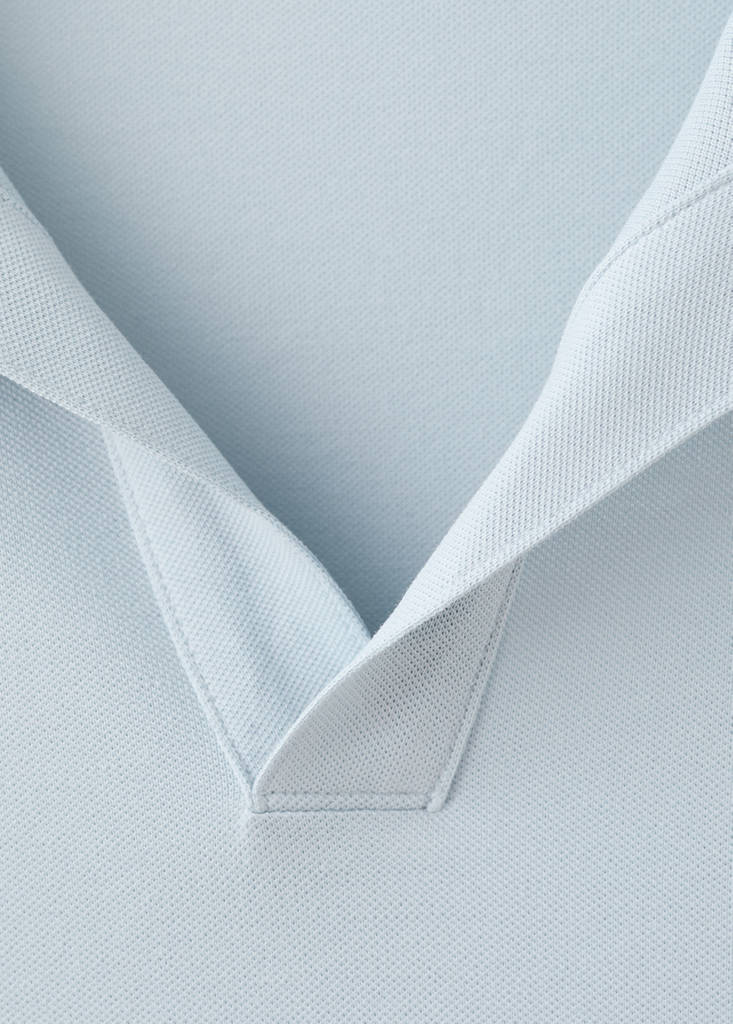 Slim fit cotton piqué blend polo — Sky Blue
