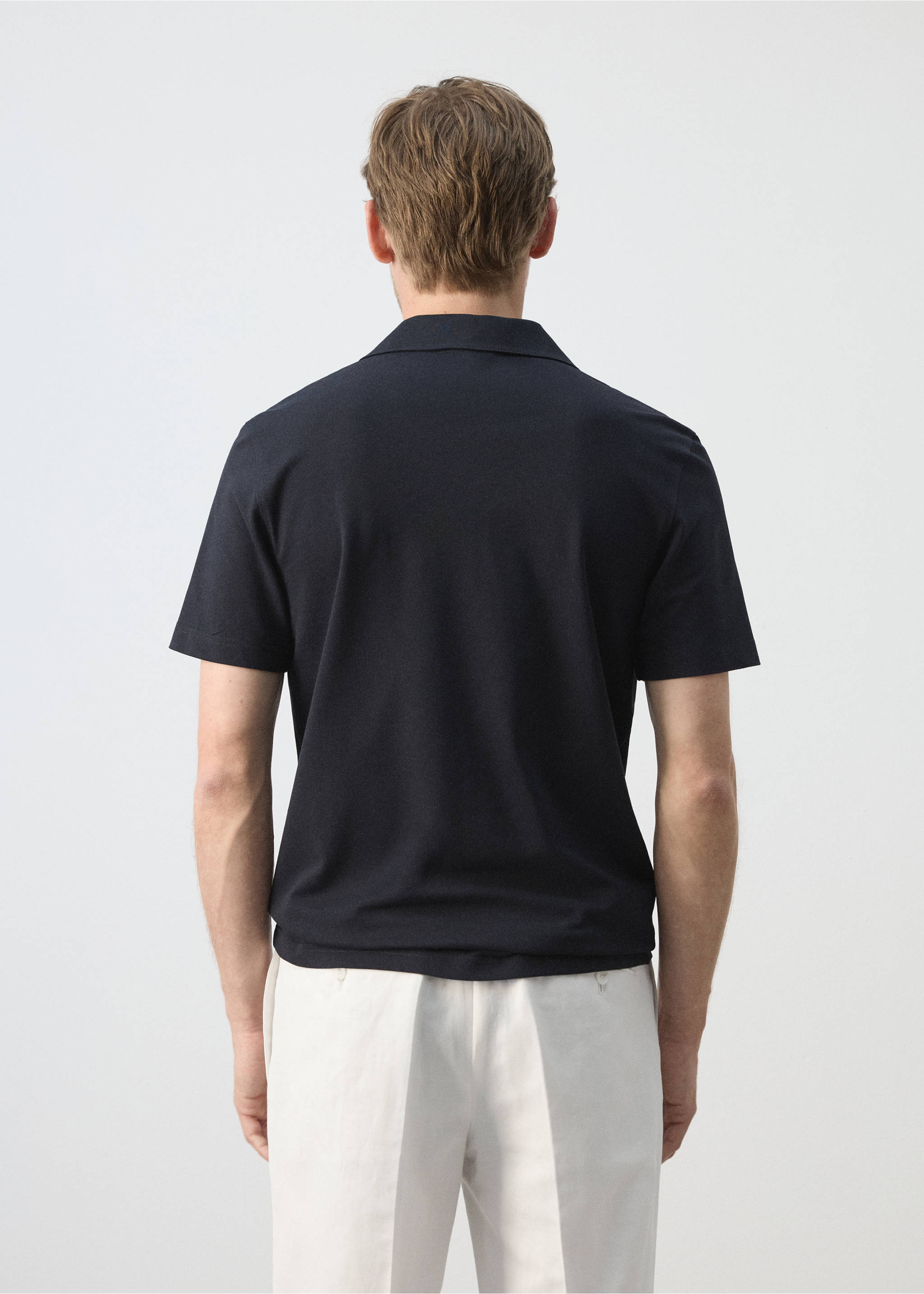 Slim fit piqué polo - Reverse of the article, Navy. Ref: 37071433-00.