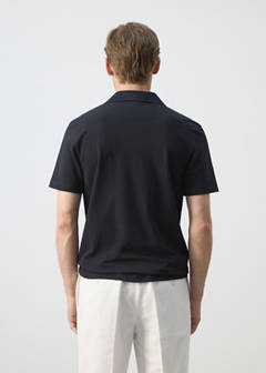 Slim fit cotton piqué blend polo — Navy 3