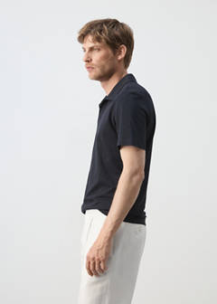 Slim fit cotton piqué blend polo — Navy 5