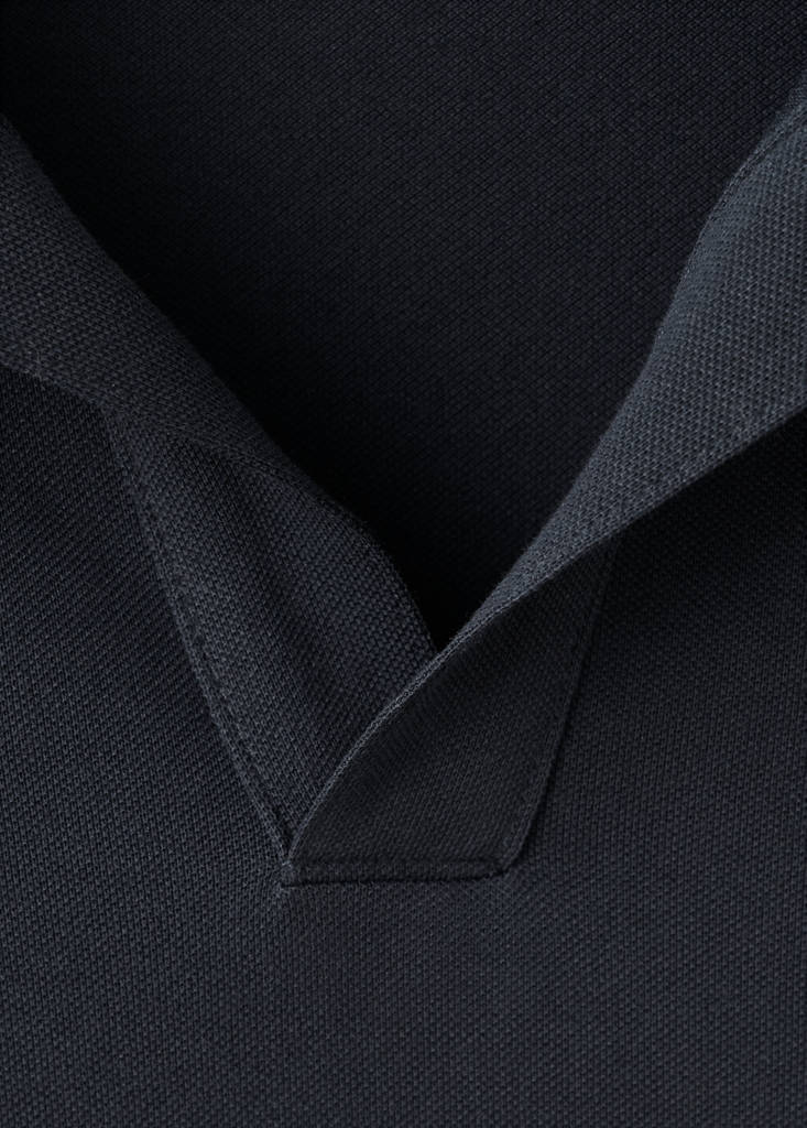 Slim fit cotton piqué blend polo — Navy