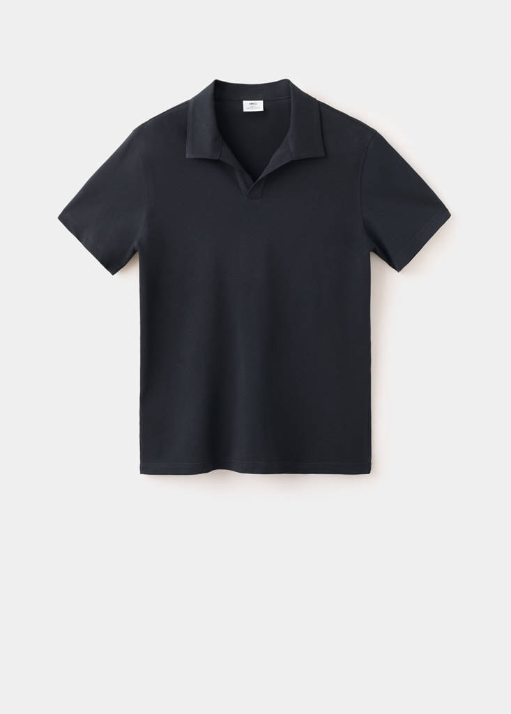 Slim fit cotton piqué blend polo — Navy