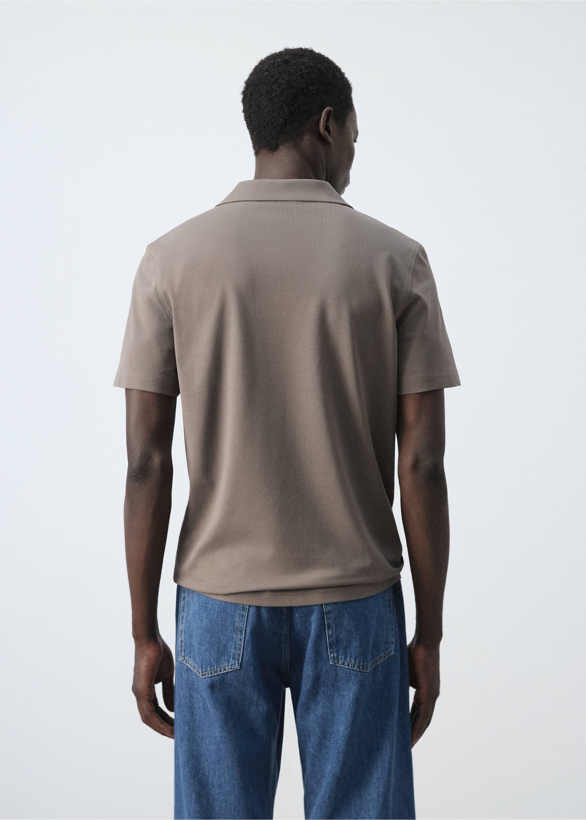 Polo piqué slim fit - Revers de l'article, Gris visó. Ref: 37071433-00.