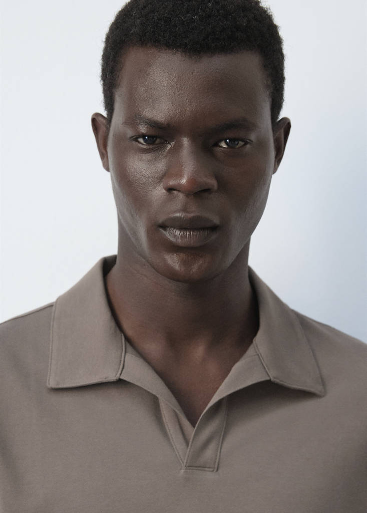 Slim fit cotton piqué blend polo — Mink Grey