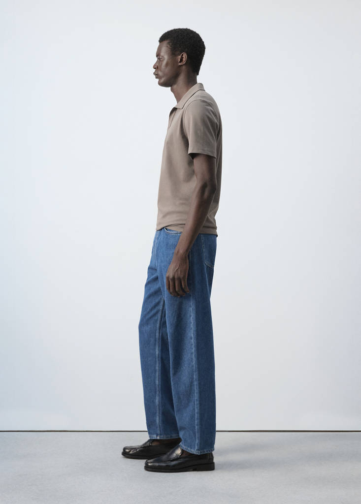 Slim fit cotton piqué blend polo — Mink Grey