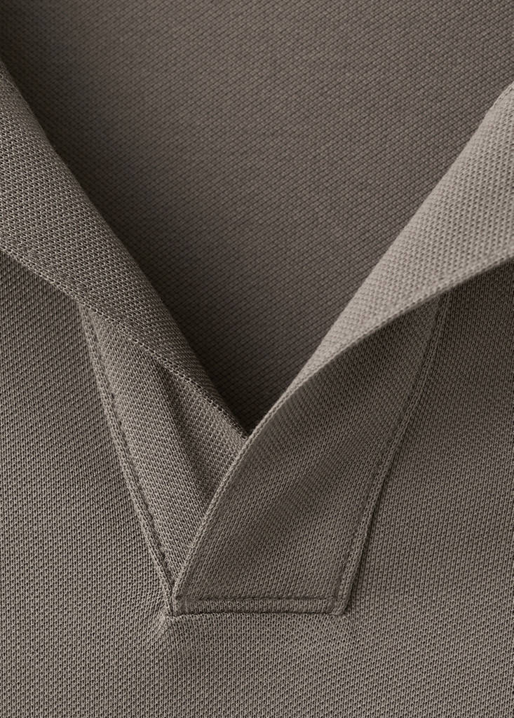 Slim fit cotton piqué blend polo — Mink Grey