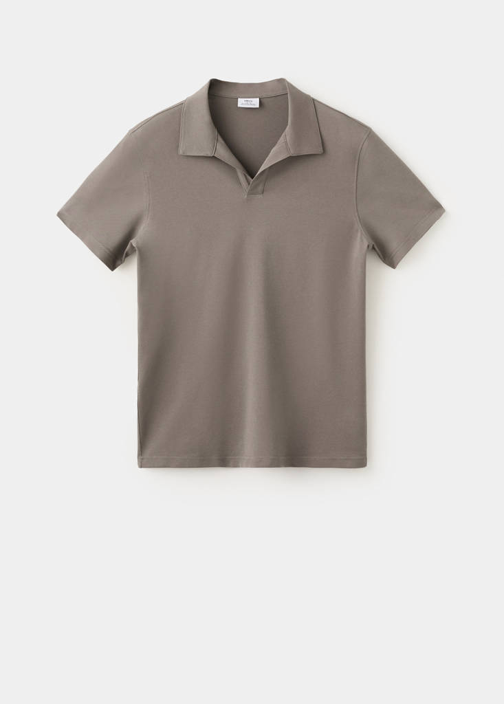 Slim fit cotton piqué blend polo — Mink Grey