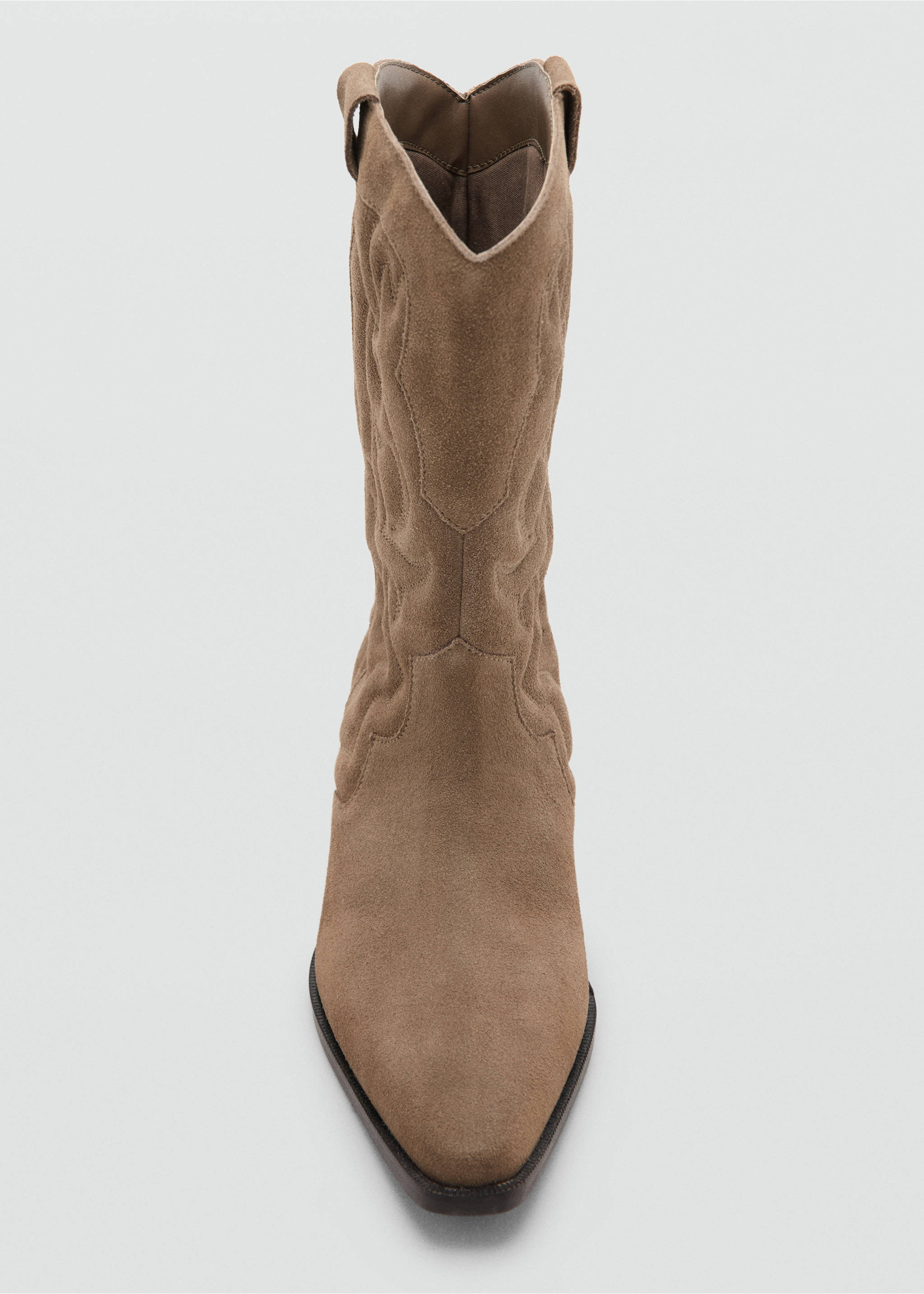 Cowboy leather ankle boots with embroidered details - Details of the article 2, Sand. Ref: 37071435-00.