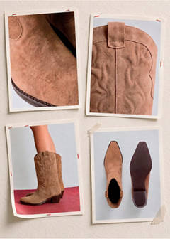 Cowboy leather boots with embroidered details — Sand 2