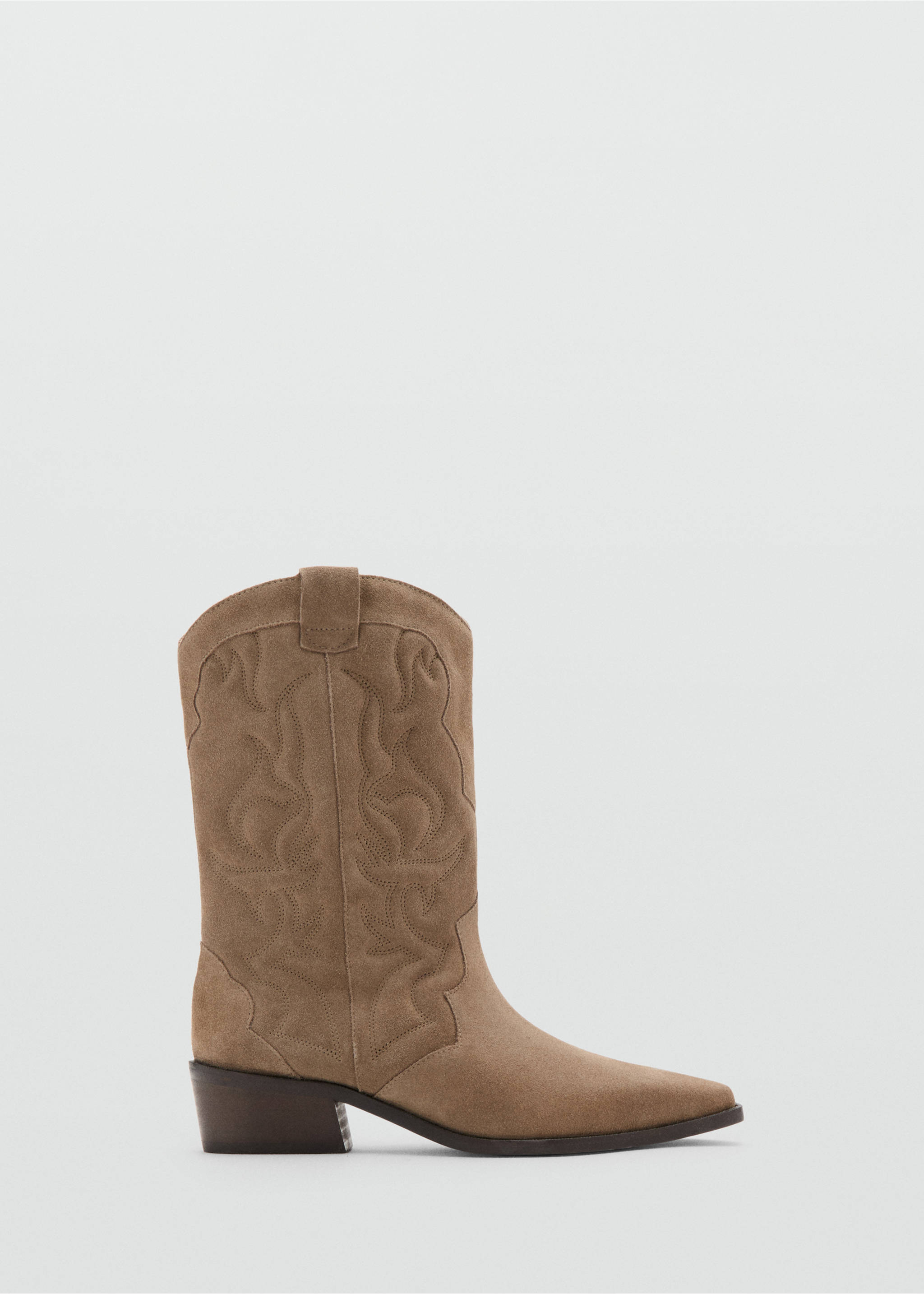 Cowboy leather ankle boots with embroidered details - Article without model, Sand. Ref: 37071435-00.