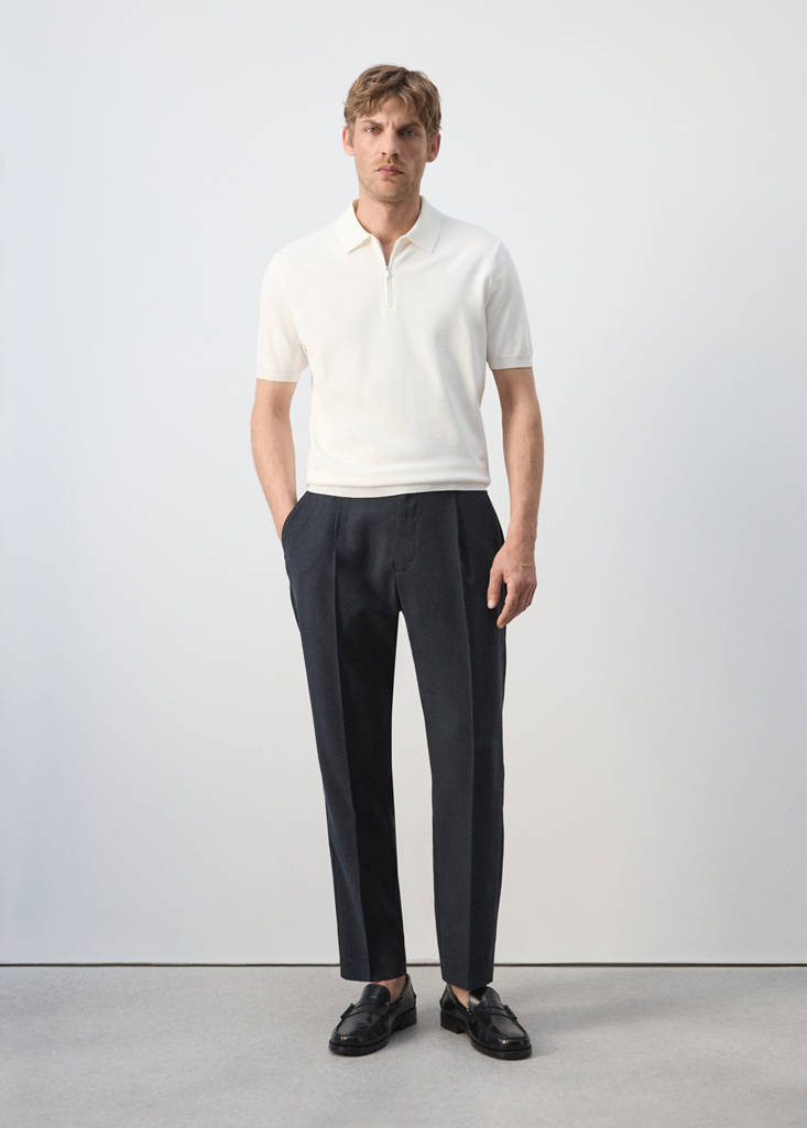 Knitted polo shirt with zip — Off White