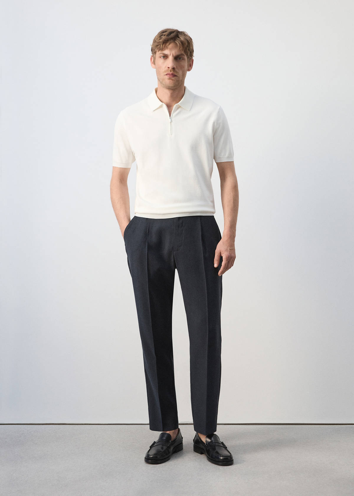 Knitted polo shirt with zip — Off White