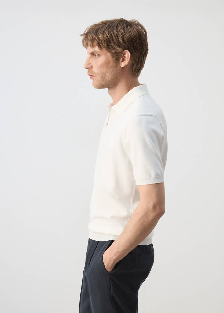 Knitted polo shirt with zip — Off White