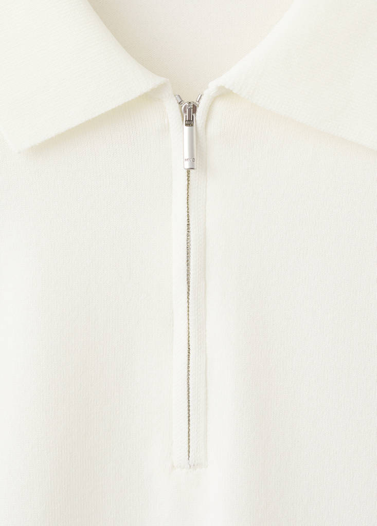 Knitted polo shirt with zip — Off White
