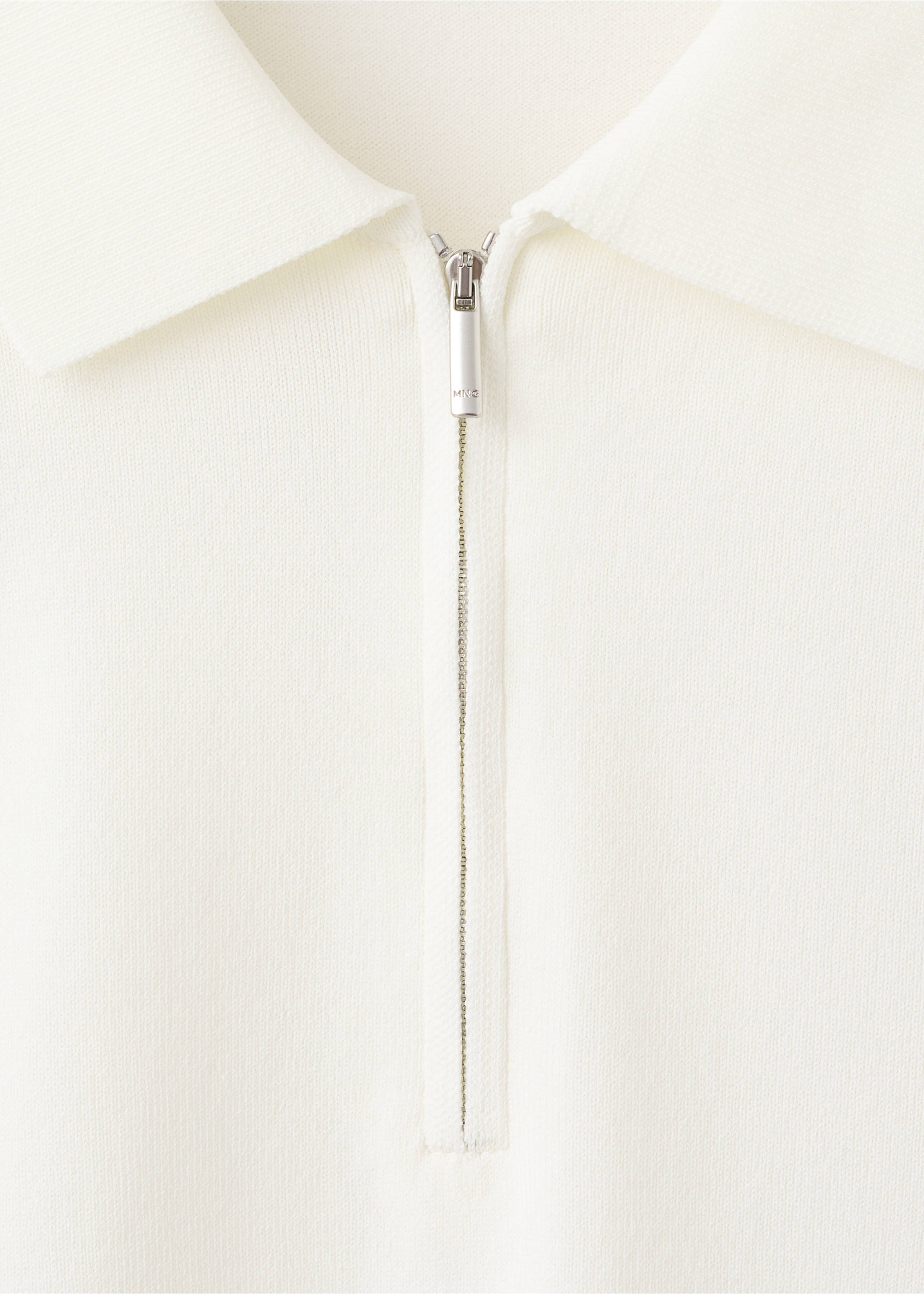 Knitted polo shirt with zip - Details of the article 8, Off White. Ref: 37071436-00.