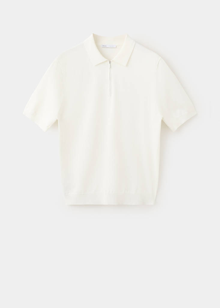 Knitted polo shirt with zip — Off White