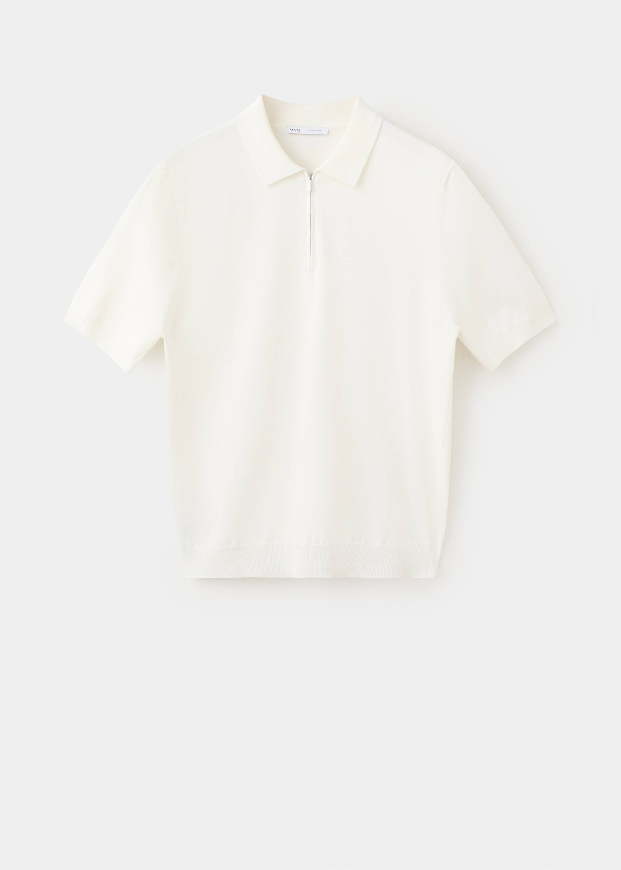 Knitted polo shirt with zip - Article without model, Off White. Ref: 37071436-00.