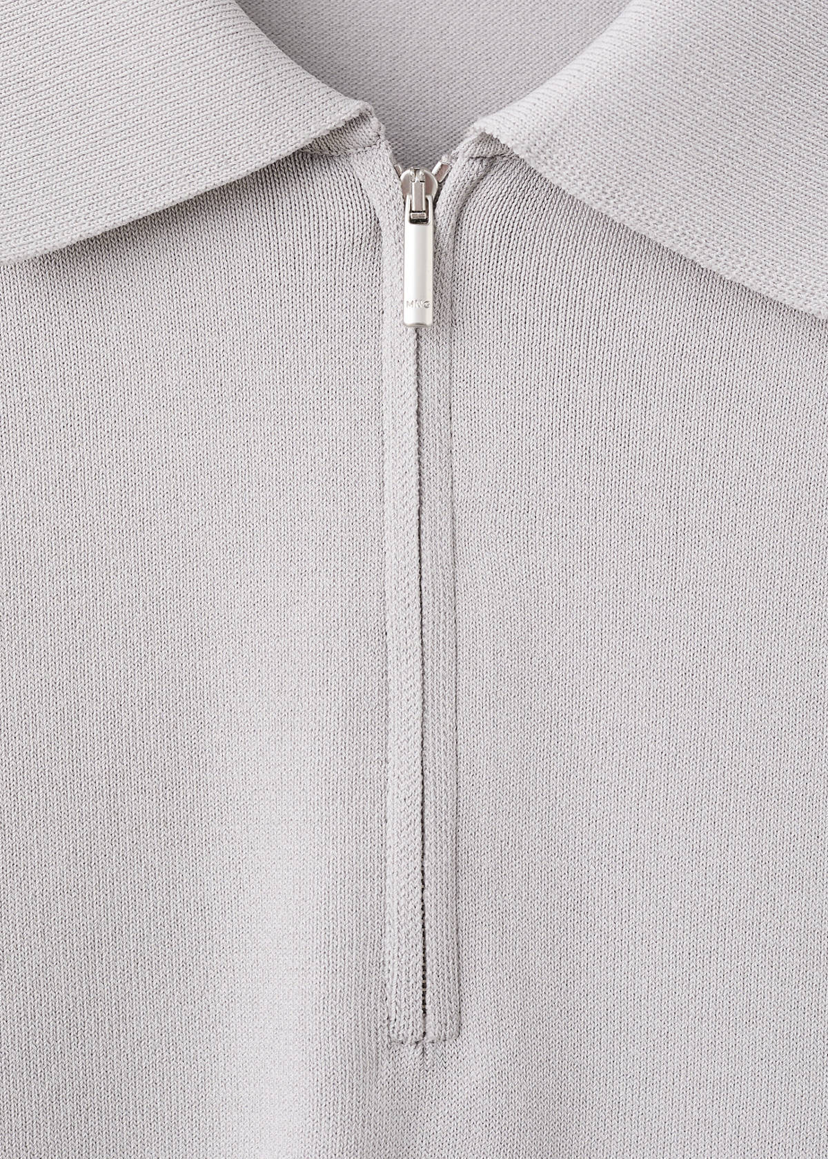 Knitted polo shirt with zip — Ice Grey
