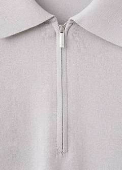 Knitted polo shirt with zip — Ice Grey 7