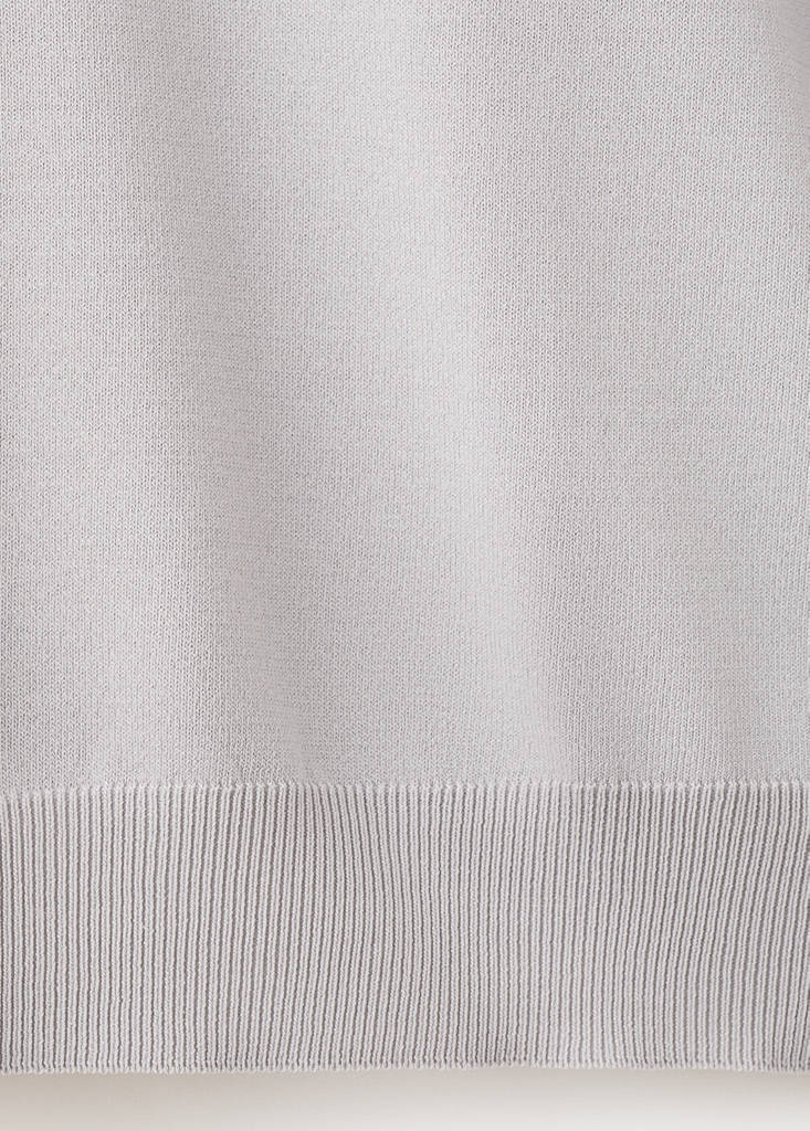 Knitted polo shirt with zip — Ice Grey