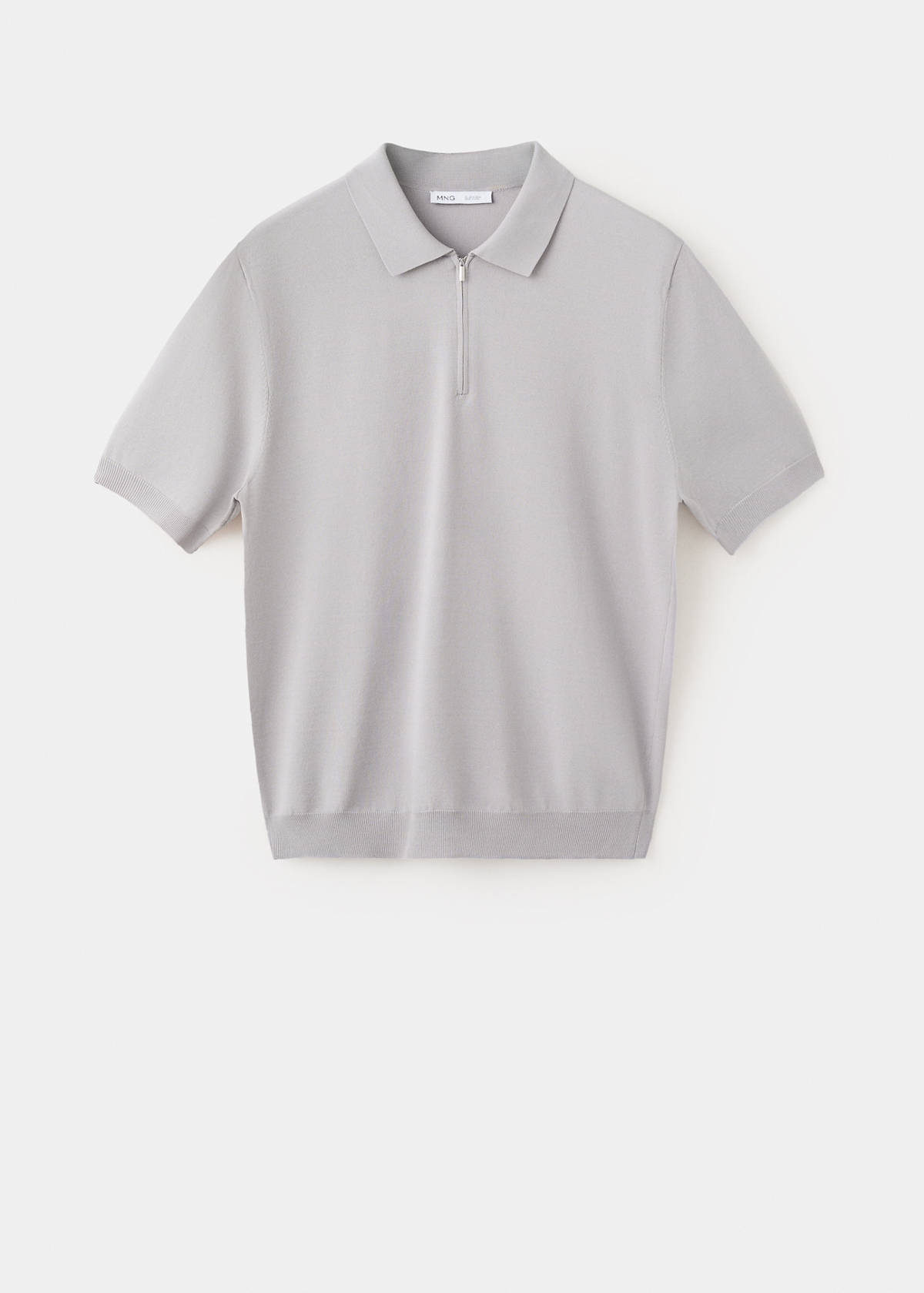 Knitted polo shirt with zip — Ice Grey