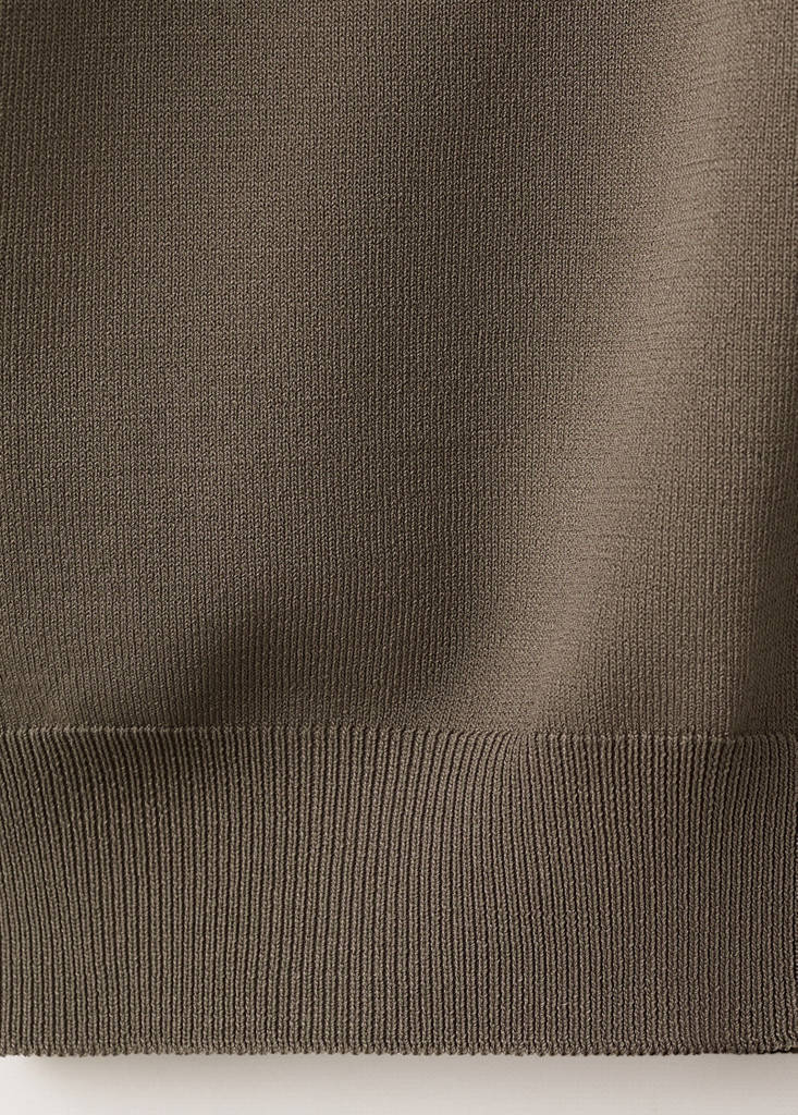 Knitted polo shirt with zip — Medium Brown