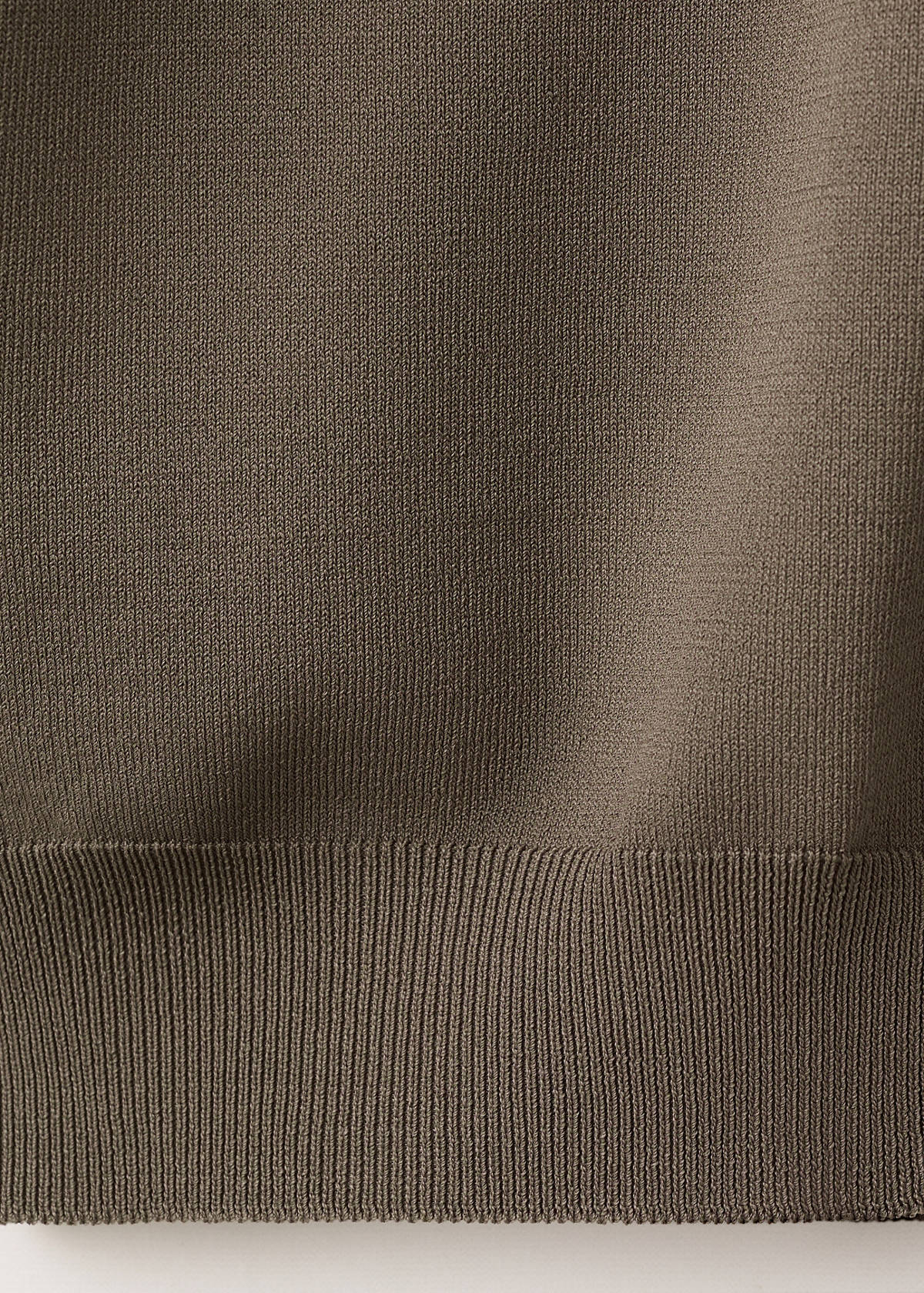 Knitted polo shirt with zip — Medium Brown