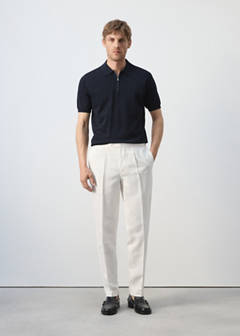 Knitted polo shirt with zip — Navy 2