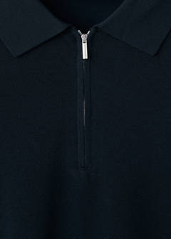 Knitted polo shirt with zip — Navy 7