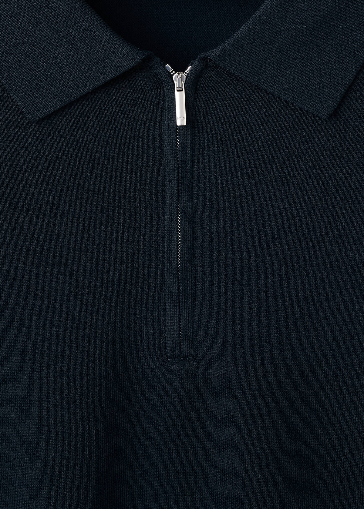 Knitted polo shirt with zip — Navy