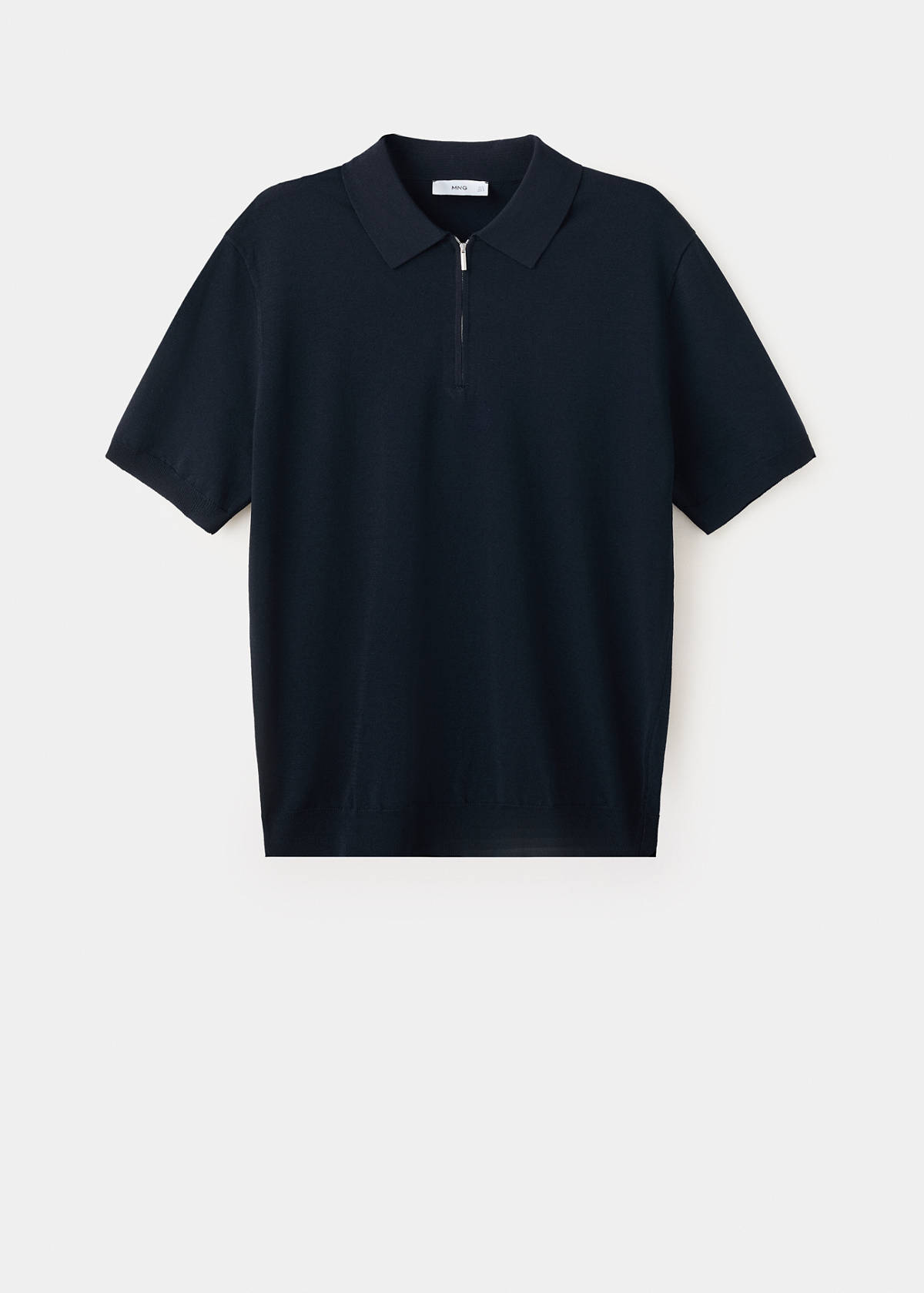 Knitted polo shirt with zip — Navy