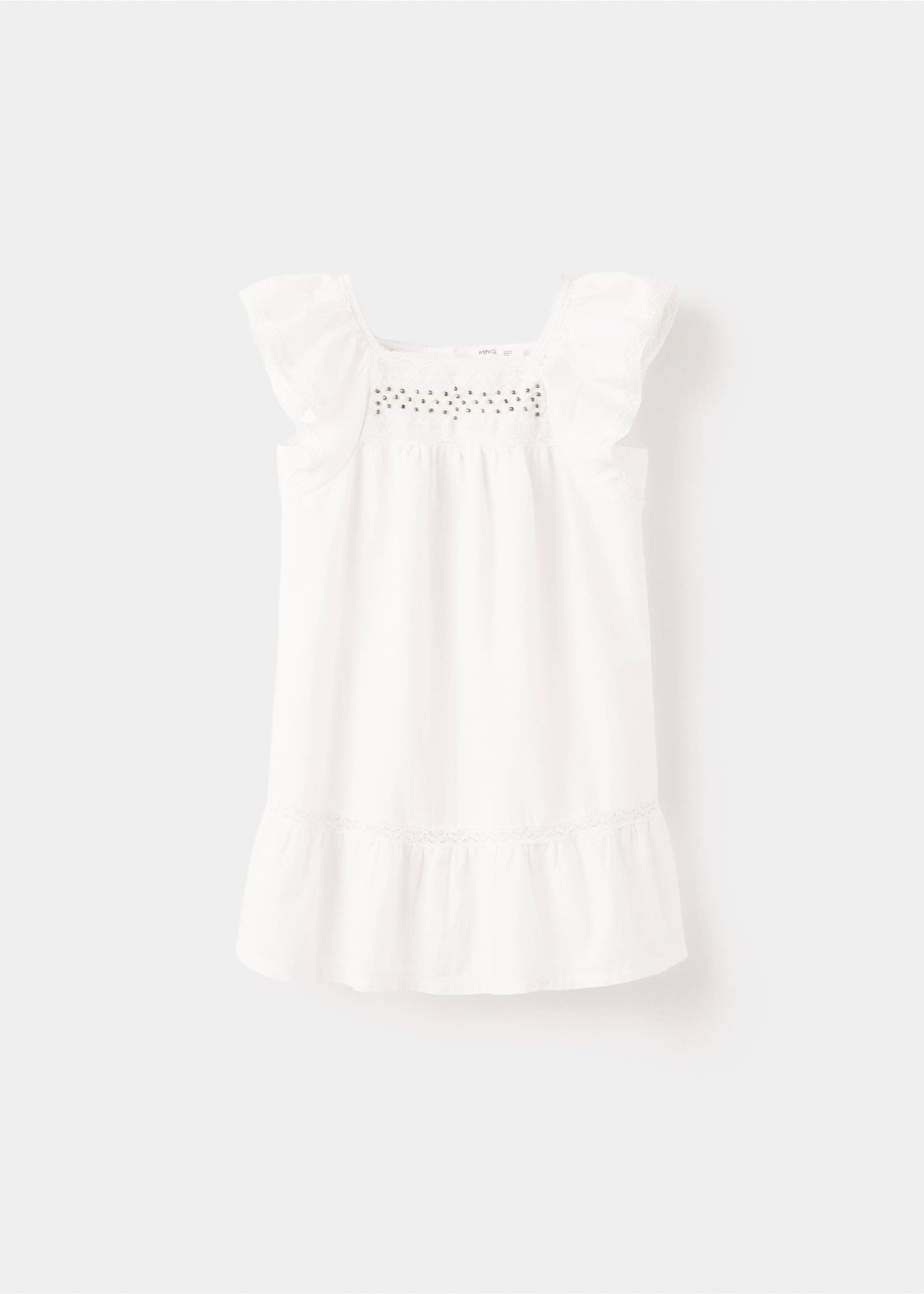 Cotton dress with bead embellishment - Article without model, Off White. Ref: 37071437-00.