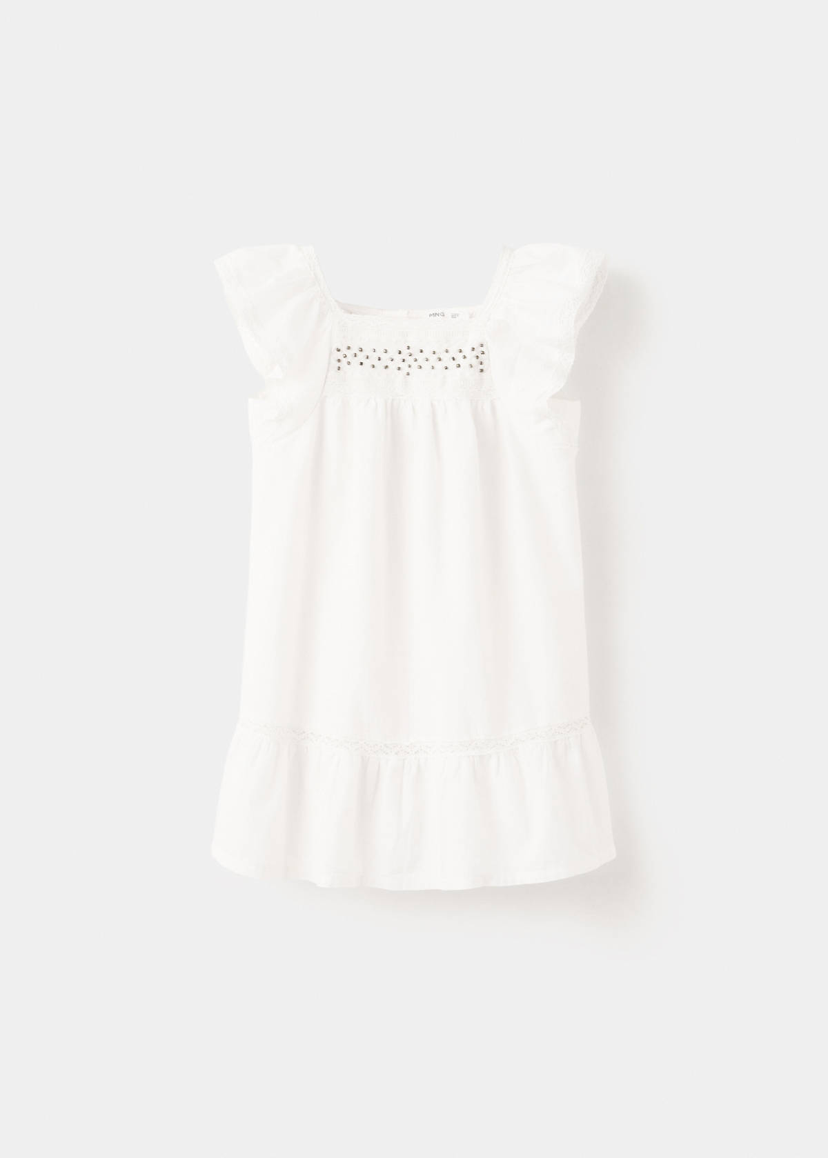Cotton dress with bead embellishment — Off White