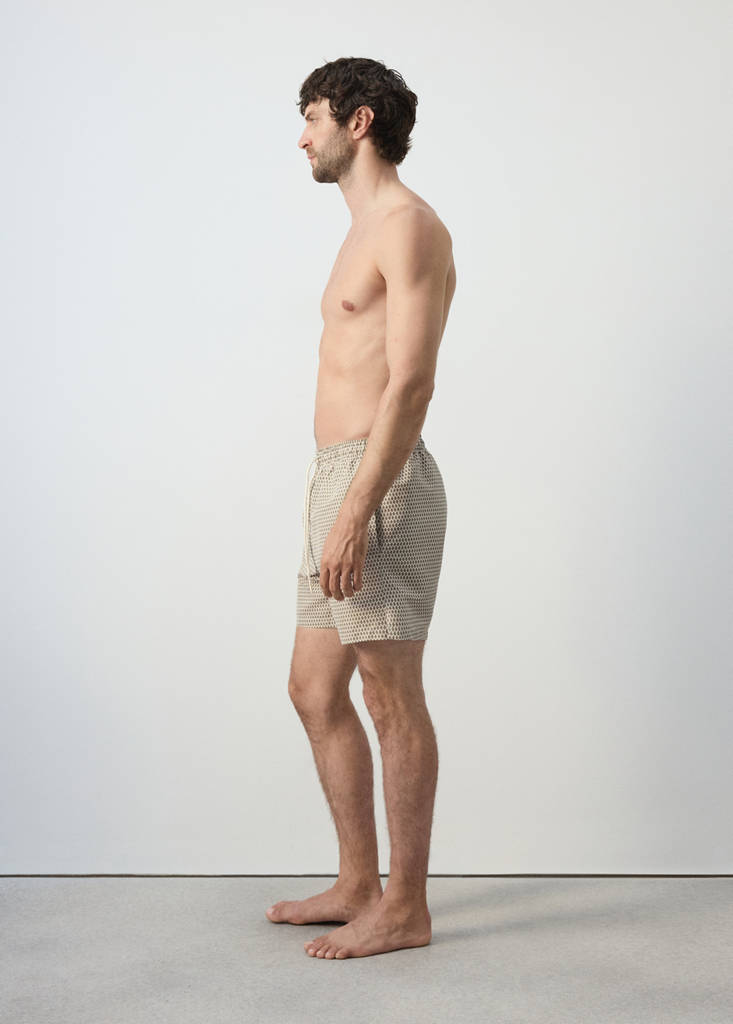 Geometric-print swimsuit — Beige