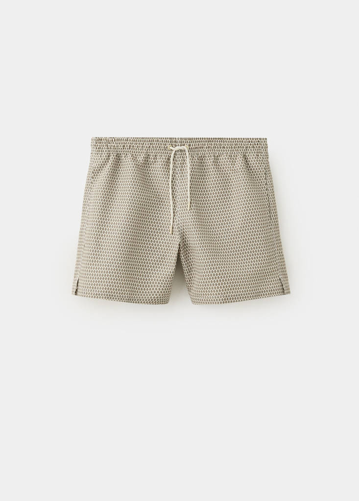 Geometric-print swimsuit — Beige