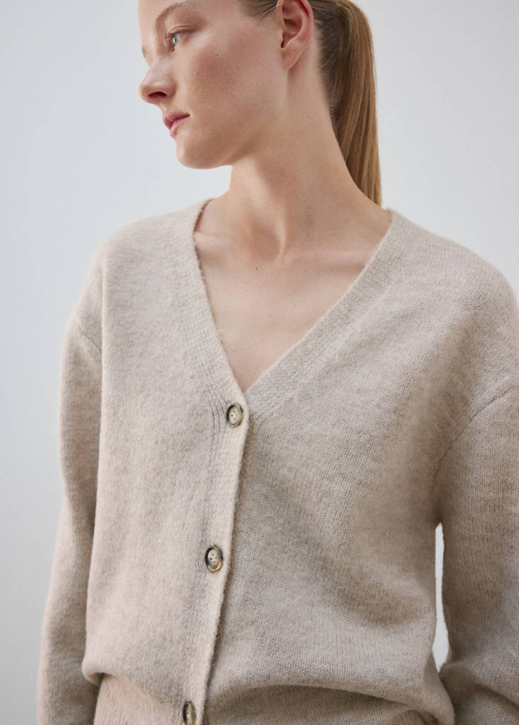 V-neck knitted cardigan — Light/Pastel Grey