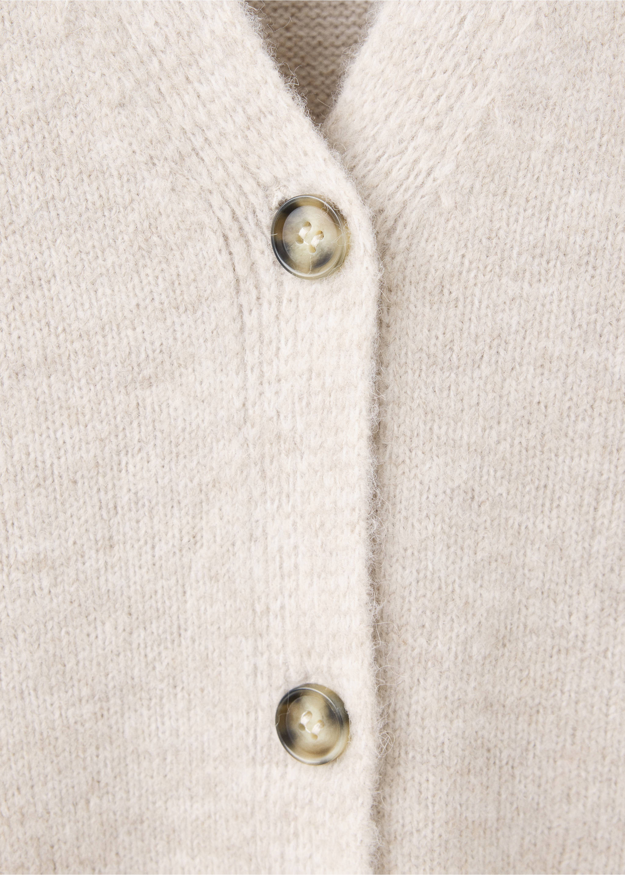 V-neck knitted cardigan - Details of the article 8, Light/Pastel Grey. Ref: 37071439-00.