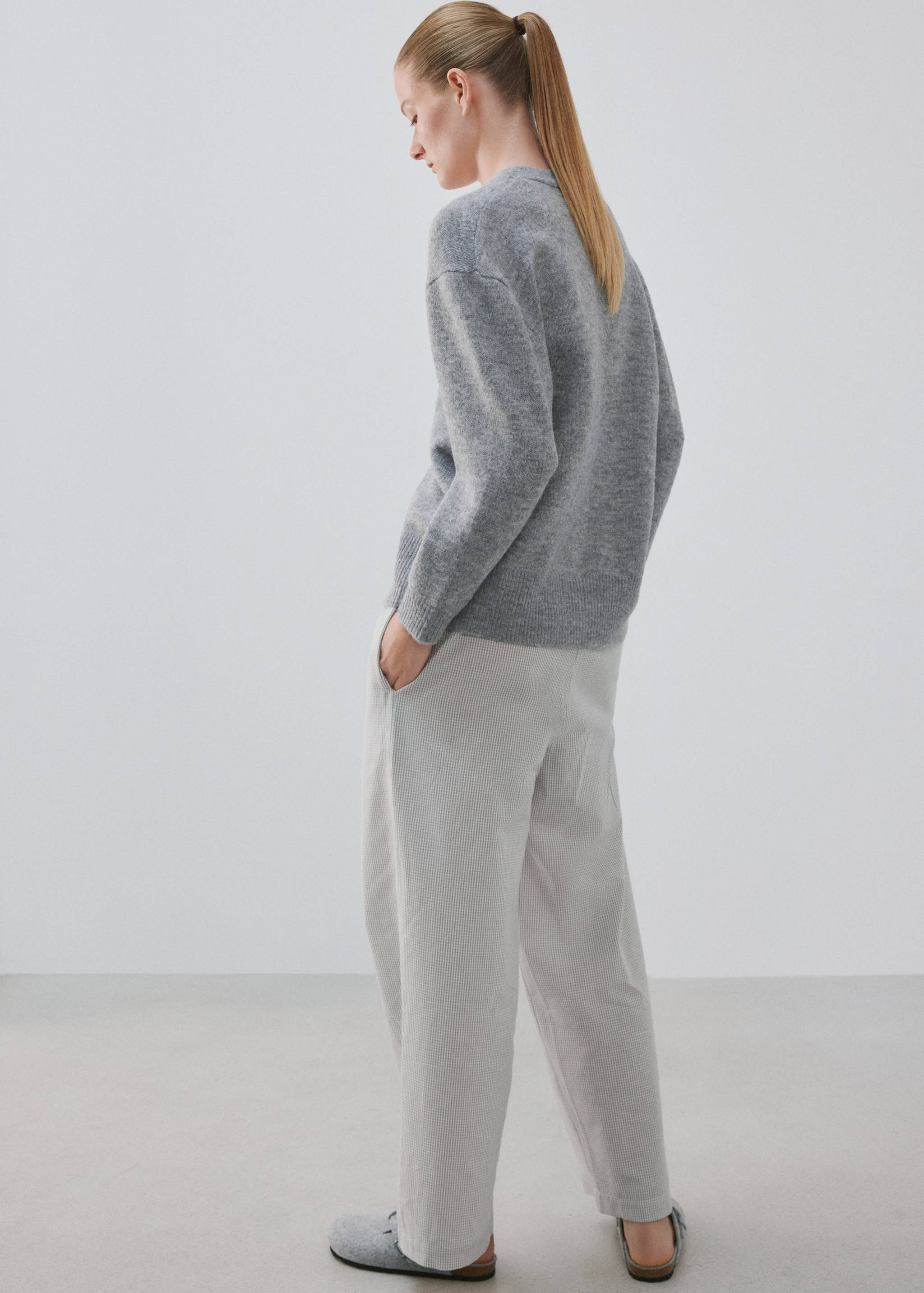 V-neck knitted cardigan - Reverse of the article