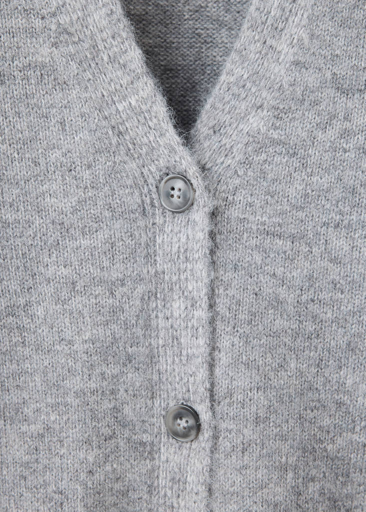 V-neck knitted cardigan — Grey