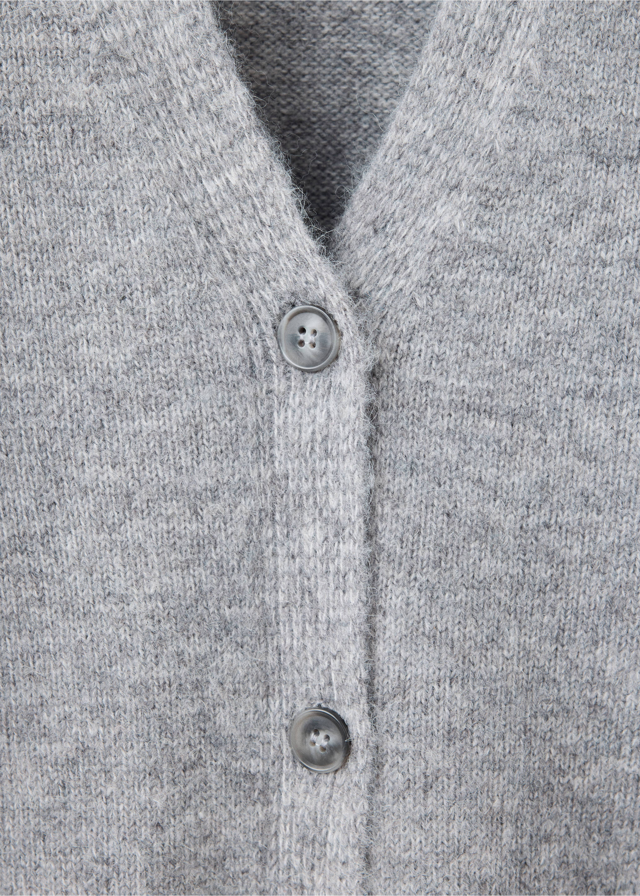 V-neck knitted cardigan - Details of the article 8, Grey. Ref: 37071439-00.