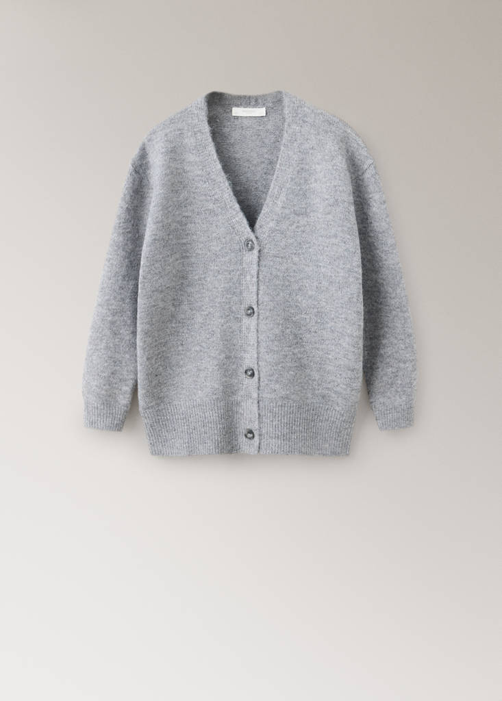 V-neck knitted cardigan — Grey
